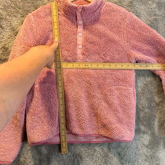 Crewcuts Pink Plush Fleece Sherpa Jacket Pullover Quarter Snap XL 12 14 - Picture 11 of 13